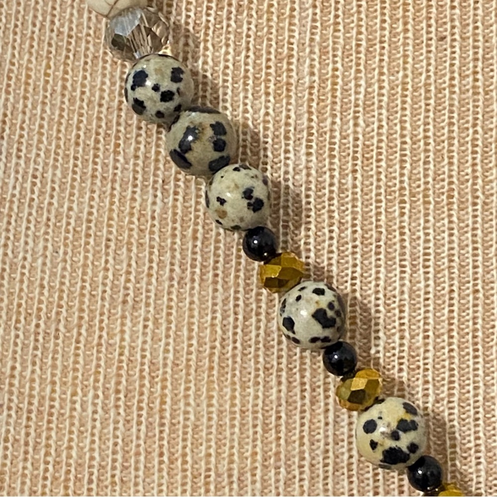 Semi-Precious Stones Long Y-Shaped Beaded Necklace with Tassel - Picture 5 of 8